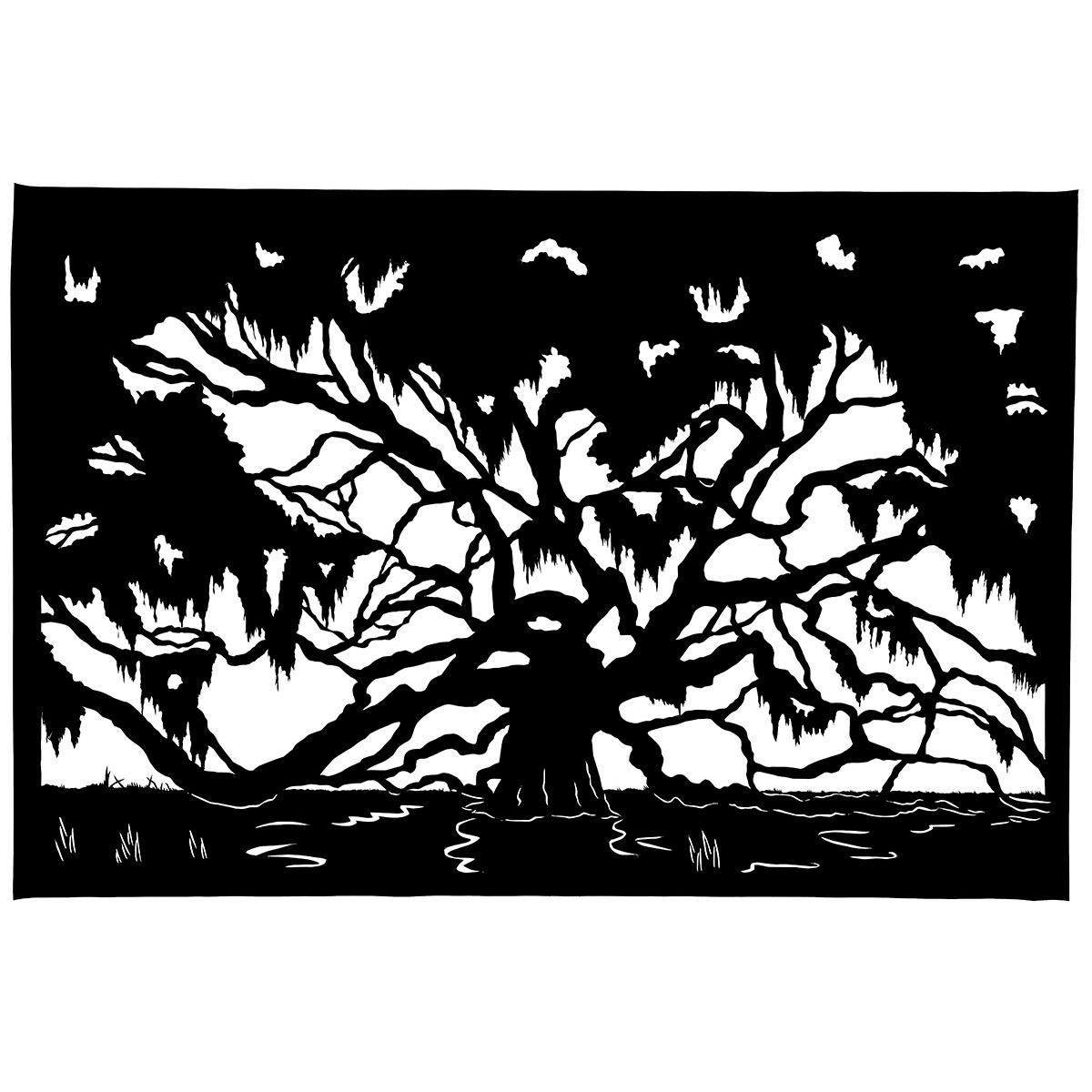 Angel Oak Silhouette art by Clay Rice